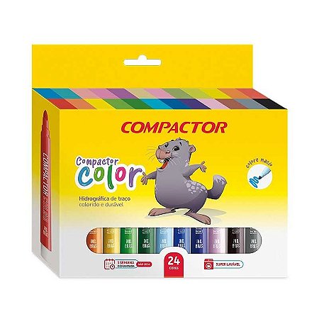 Caneta Hidrográfica Color 24 cores Compactor