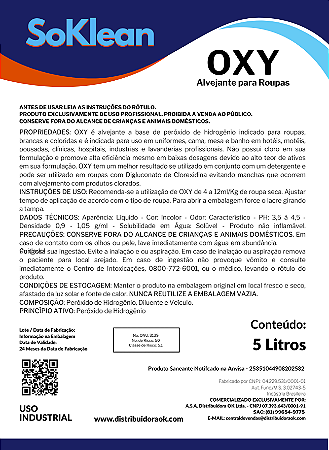 OXY ALVEJANTE S/ CLORO TEXTIL 5 LITROS LAVANDERIA PROFISSIONAL - SOKLEAN