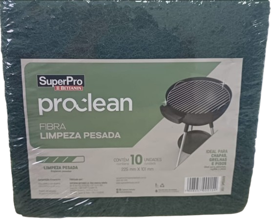 FIBRA DE LIMPEZA PESADA PROCLEAN 225X101MM (10 UN) VERDE - SUPERPRO