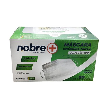 MASCARA CIRURGICA TRIPLA C/ ELASTICO C/50 UN BRANCA - NOBRE