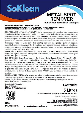 REMOVEDOR DE MANCHAS METAL SPOT REMOVER 5 LITROS - SOKLEAN