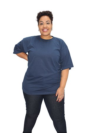 Camiseta Azul Marinho Unissex Plus Size 100% Algodão