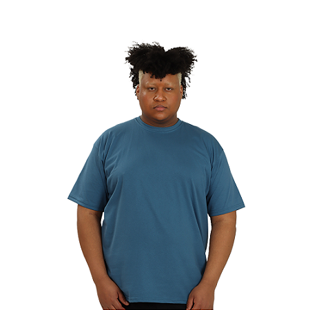 Tブラウス 1サイズ Camiseta Azul Petróleo Unissex Plus Size 100% Algodão - Camisetas