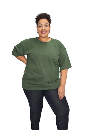 Camiseta Verde Musgo Unissex Plus Size 100% Algodão