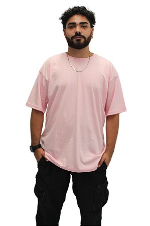 Camiseta Rosa Bebê Oversized Streetwear 100% Algodão
