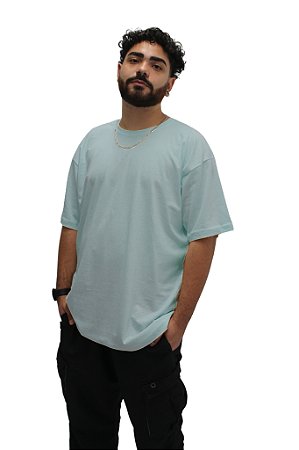 Camiseta Oversized Streetwear Azul Bebê 100% Algodão - Camisetas