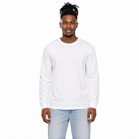 Camiseta Branca Manga Longa 100% Algodão Unissex