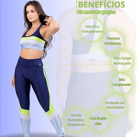 Conjunto Fitness Feminino Academia Top e Calça Sport Tecido Slim Confort