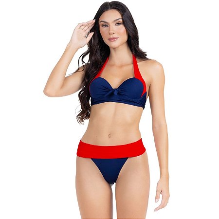 Biquíni Meia Taça Com Bojo Sustentação E Calcinha Hot Pant