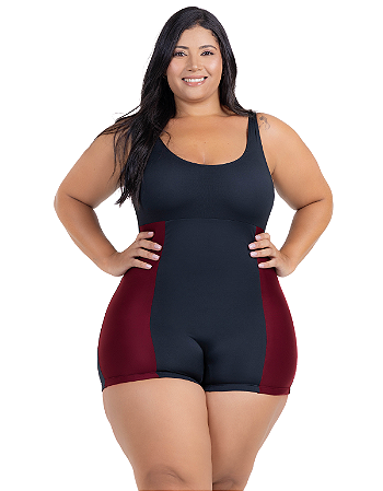 Maiô Natação Hidroginástica Plus 50 ao 56 Recorte Lateral