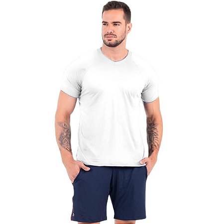 Camisa Manga Curta Com Gola V Poliamida Tecido Dry