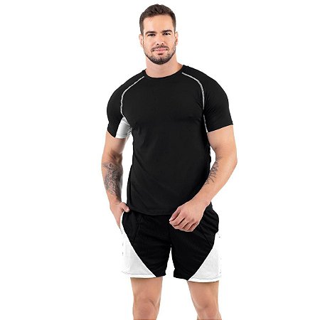 Conjunto Bicolor Básico Kit Masculino Dry Fit Anti Suor Novo