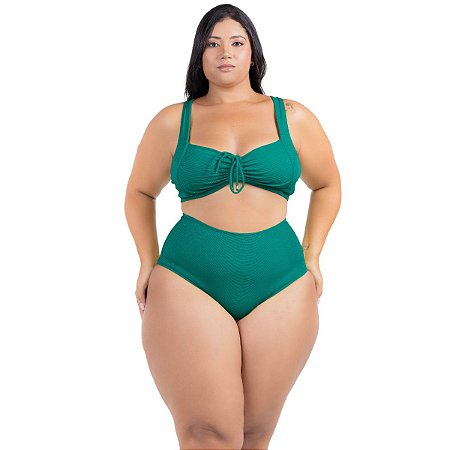 Biquíni Plus Size Feminino Bojo Franzido Calcinha Hot Pant