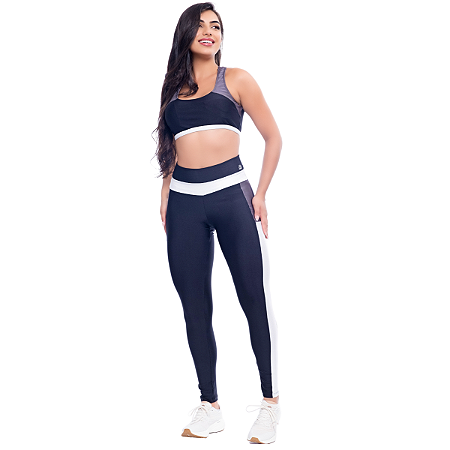 Conjunto Fitness Feminino Top Nadador Bojo Removível Alças