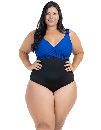 Maiô, Body Feminino Plus Bicolor Chapa Barriga Com Bojo Neon