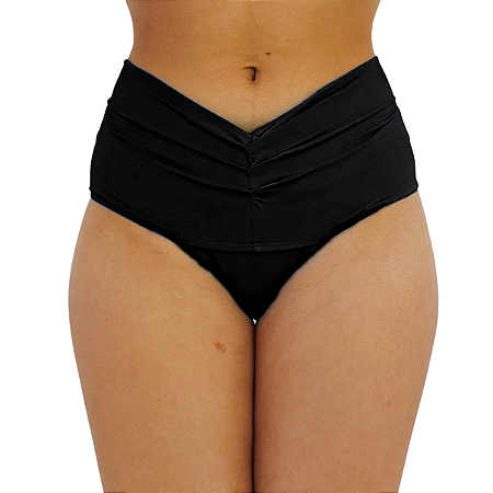 Biquini Calcinha Avulsa Tapa Barriga Drapeada Cós Alto Duplo