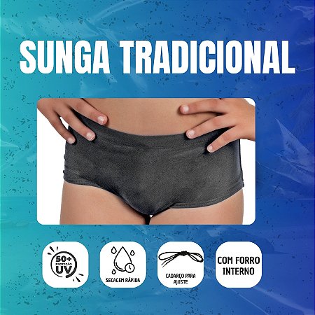 Sunga Lisa Tradicional Infantil Juvenil Proteção Solar Uv 50