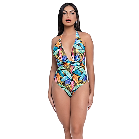 Maio Feminino Estampado Decote Frente Única Bojo Removível