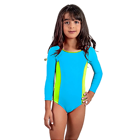 Maiô Infantil Natação Criança Com Forro Interno Poliamida 2 Cores Neon