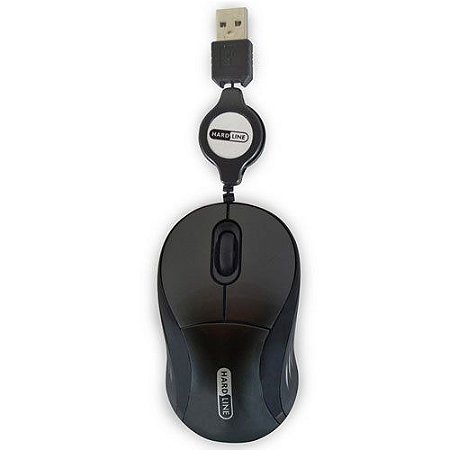 Mouse Retratil Preto Hl-mrt 01b - Blister Hardline