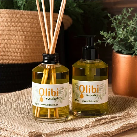 Linha Home Olibi: Kit Sabonete Líquido Corporal + Difusor de Aromas – 200ml cada