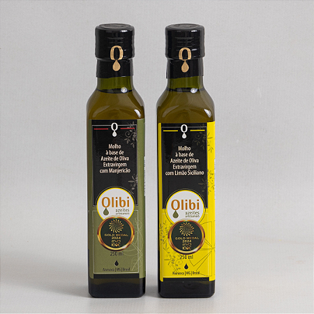 Duo Clássico: Azeites Aromatizados Olibi Manjericão e Limão Siciliano (250ml cada)