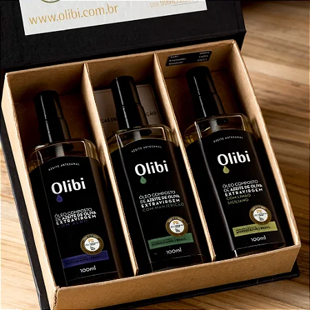 Kit de Azeites Aromatizados Olibi em Spray de Alho, Manjericão e Limão Siciliano (100ml cada)