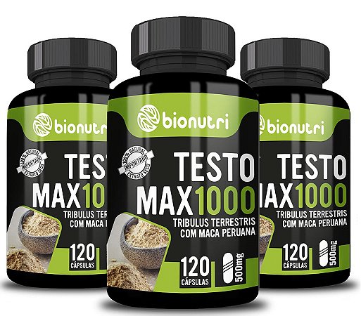 Kit com 3 - Testo Max 1000 com Maca e Tribulus - Bionutri