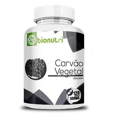 Carvão Vegetal Ativado 500mg 120 Cápsulas 500mg Bionutri