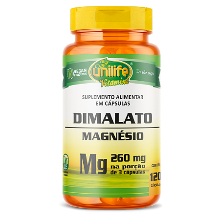 Magnesio Dimalato 100% Puro Unilife 120 Cápsulas