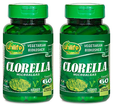 2 Potes de Clorella 120 cápsulas (500mg) - Unilife