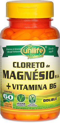 Cloreto de Magnésio PA com Vitamina B6 800mg Unilife 60 cápsulas