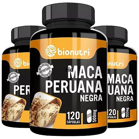 Kit com 3 Maca Peruana Negra (Black) - 360 caps - Bionutri
