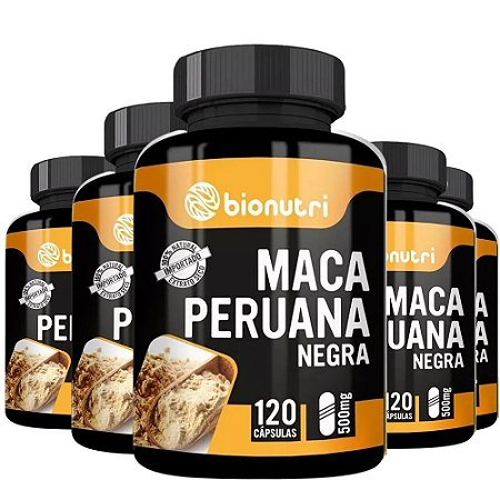 Kit com 5 Maca Peruana Negra (Black) - 600 caps - Bionutri