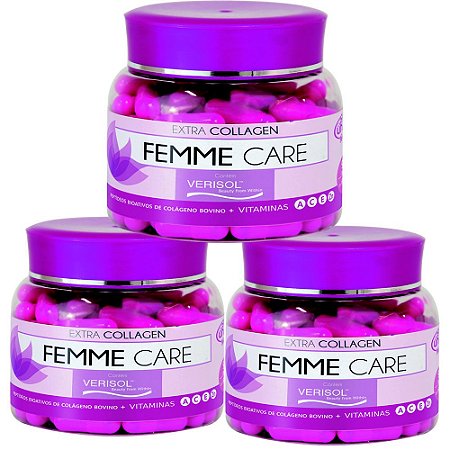Kit de 3 Femme Care com Colágeno Verisol 270 Cápsulas