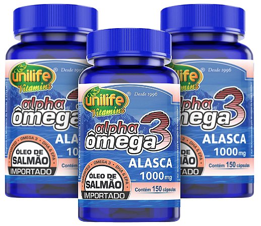 Alpha Ômega 3 Salmão - Kit com 3 - 450 cápsulas Unilife
