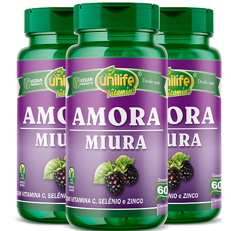 Amora (500mg) Mulberry- Kit com 3 - 180 Caps -  Unilife