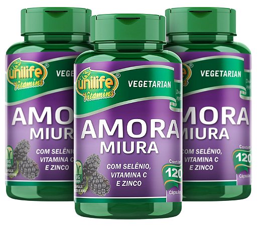 Amora Miura Mulberry - Kit com 3 - 360 caps - Unilife
