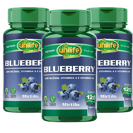 Blueberry Unilife - Kit com 3 - 360 cápsulas (550mg)