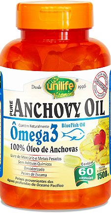 Óleo de Anchova (Anchovy Oil) 1500mg 60 Cápsulas Unilife