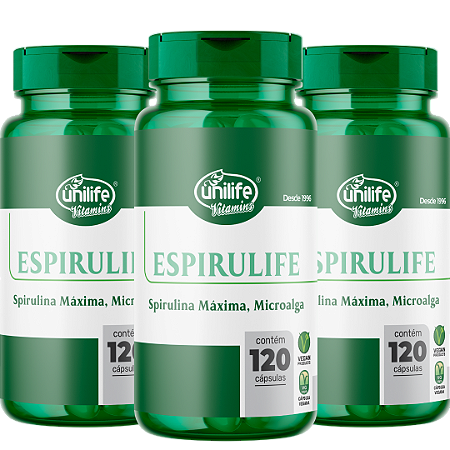 Espirulife Spirulina - Kit com 3 - 360 Cápsulas (500mg) - Unilife