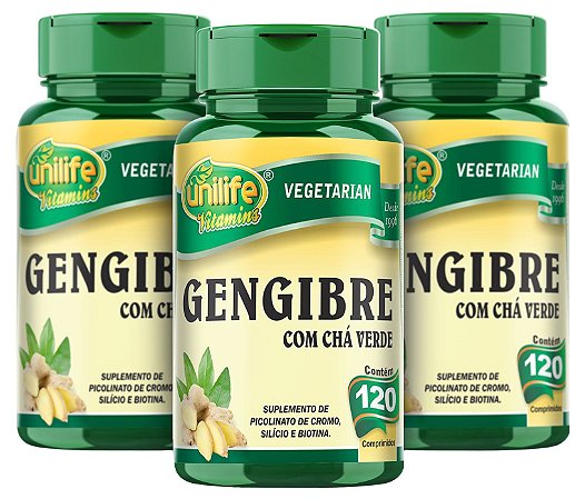 Gengibre com Chá Verde - Kit com 3 - 360 Comprimidos