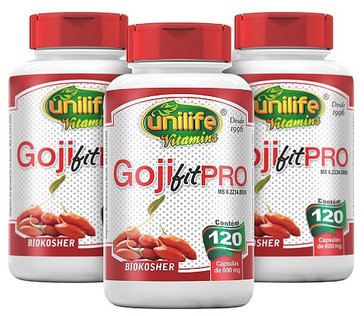 Goji Fit Pro Emagrecedor - Kit com 3 - 540 Cápsulas - Unilife