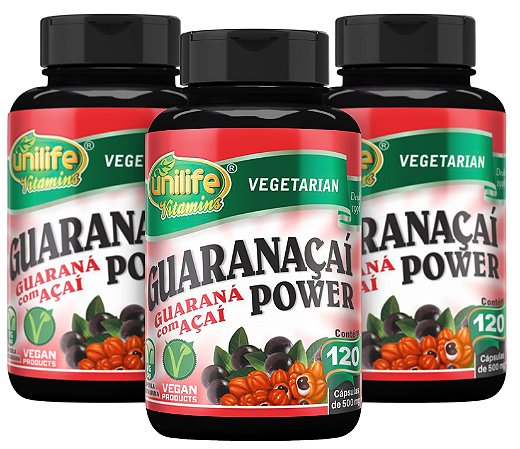 Guaranaçaí Power - Kit com 3 - 360 Cápsulas (500mg) - Unilife