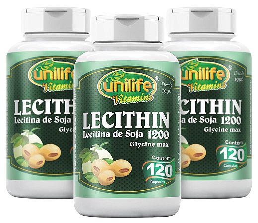 Lecithin - Óleo de Lecitina de Soja Kit com 3 - 360 Cápsulas (700mg) - Unilife