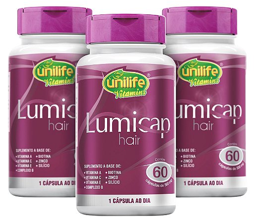 Lumicap Hair Unilife - Kit com 3 - 180 cápsulas 500g