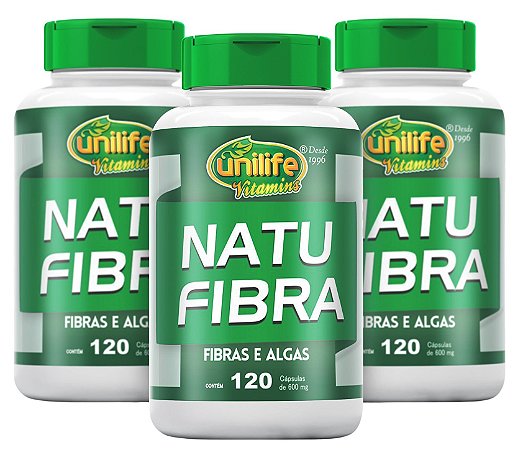 Natu Fibras e Algas Emagrecedor - Kit com 3 - 360 caps 600mg Unilife