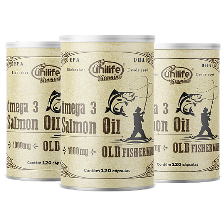 Omega 3 Old Fisherman Salmão - Kit com 3 - 360 Caps Unilife