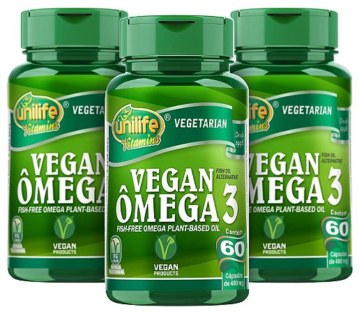 Omega 3 Vegan - Kit com 3 - 180 Caps - Unilife