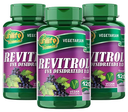Uva Revitrol - Resveratrol - Kit com 3 - 360 caps Unilife